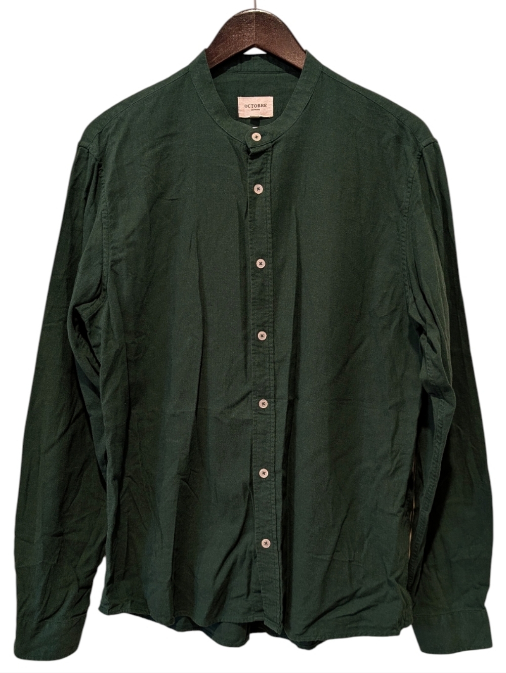 Octobre Éditions Green Band Collar Long Sleeve Shirt - XL